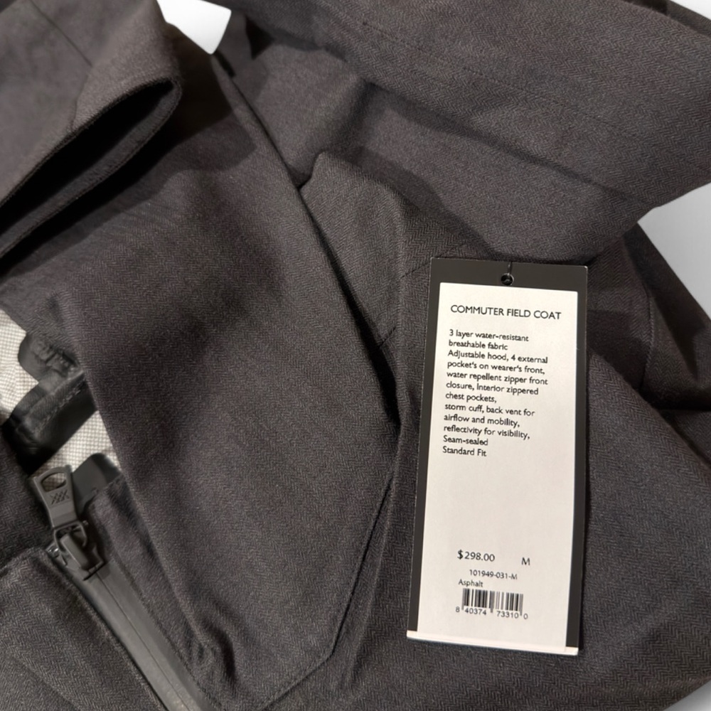 RHONE Grey Commuter Water Resistant Hooded Field Coat Size Men’s Medium (NWT) - Picture 10 of 10